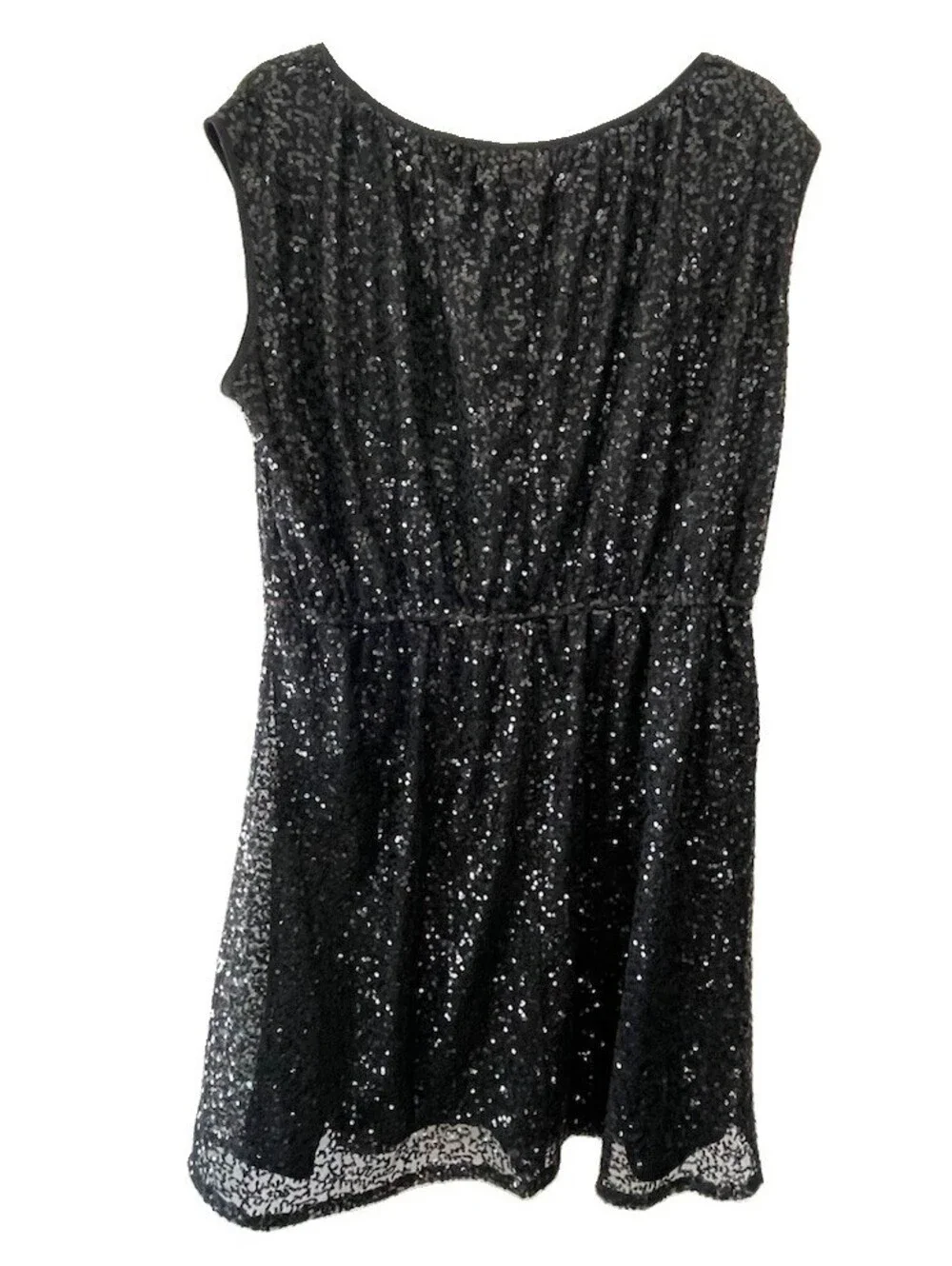 LANE BRYANT DRESS PLUS SZ 14/16 BLACK SEQUINS SLEEVELESS EVENING COCKTAIL PARTY